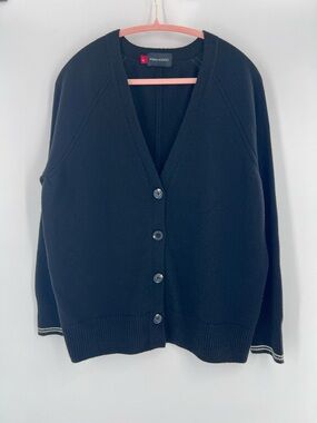 MISHA NONOO Constance Cardigan wool cashmere classic basic preppy academia L